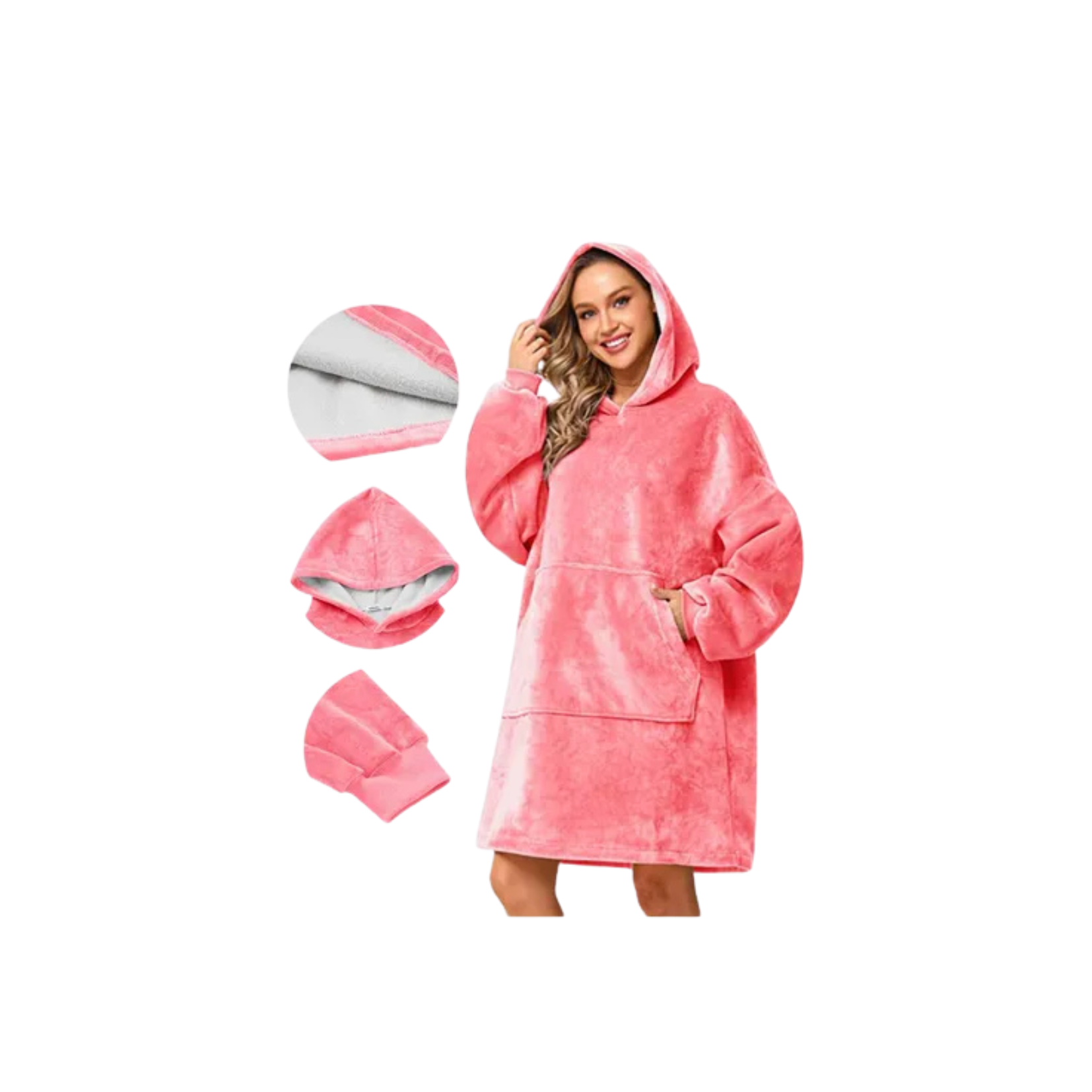 Maxi Poleron Sherpa Bata Manta Capucha. Frazada Invierno-2