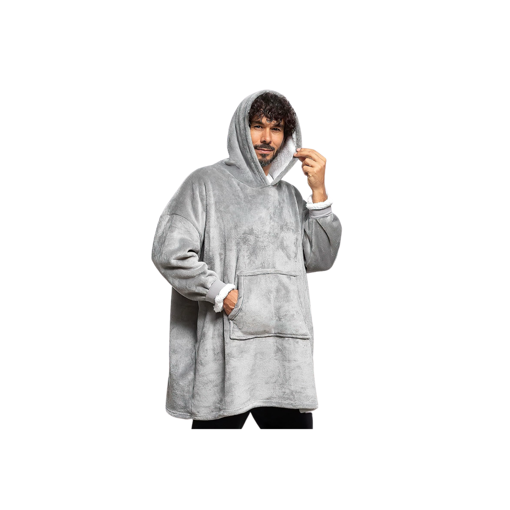 Maxi Poleron Sherpa Bata Manta Capucha. Frazada Invierno-1