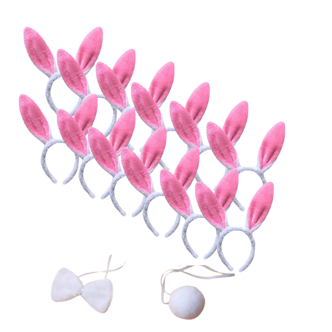 Pack De 12 Cintillo Con Orejas Conejo  + Humita Y Cola-0