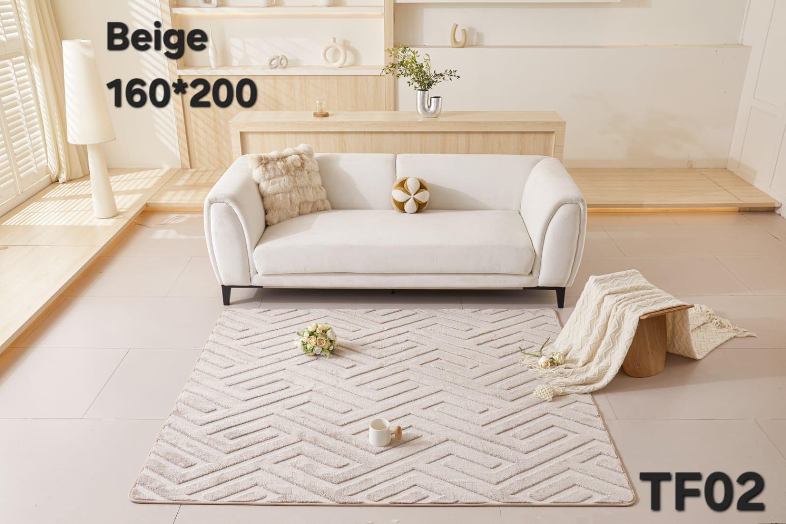 ALFOMBRA JACQUARD DE ALGODON 160X200CM BEIGE TF02-1
