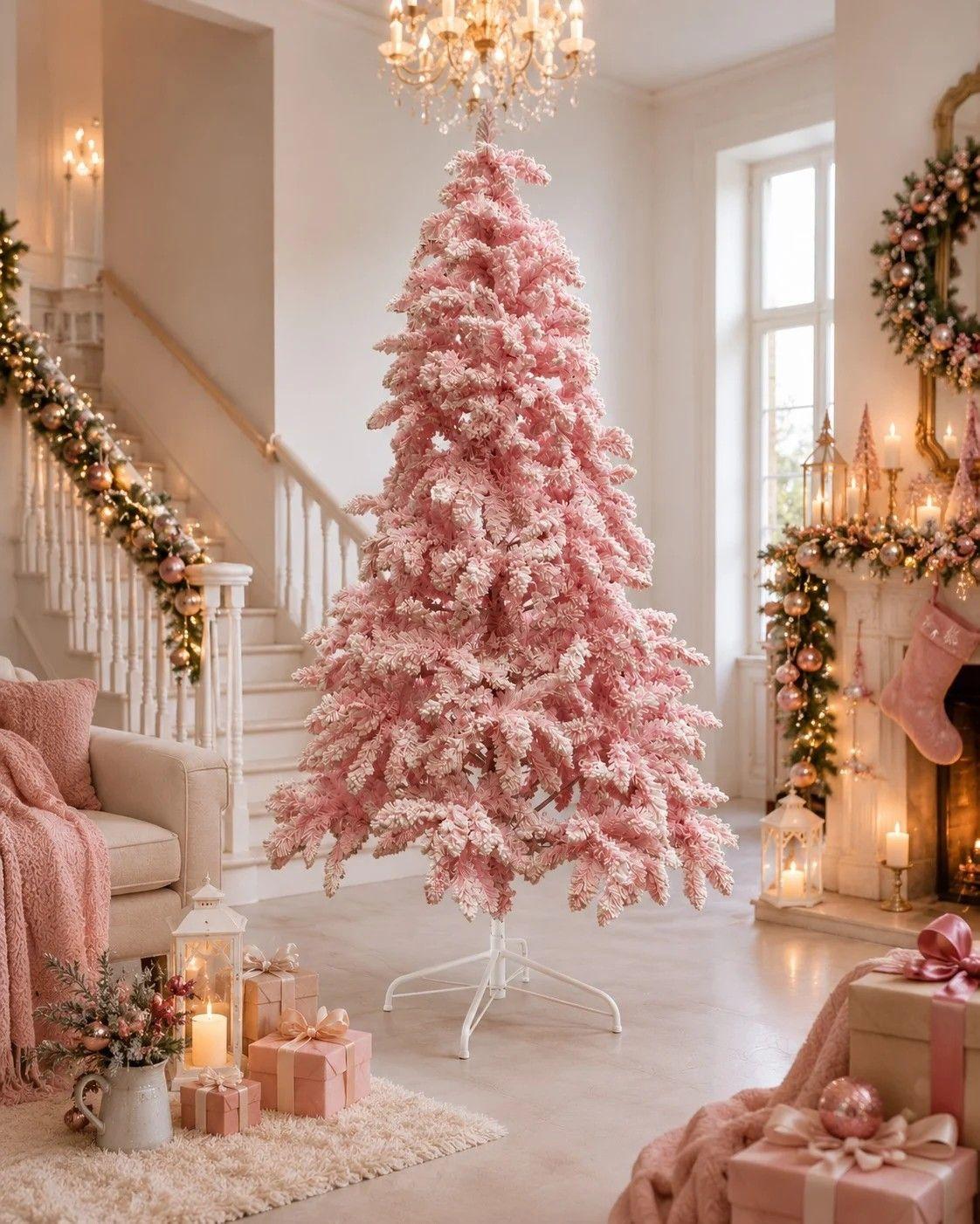 Arbol Pino De Navidad Rosa Nevado 180CM SDS64-2