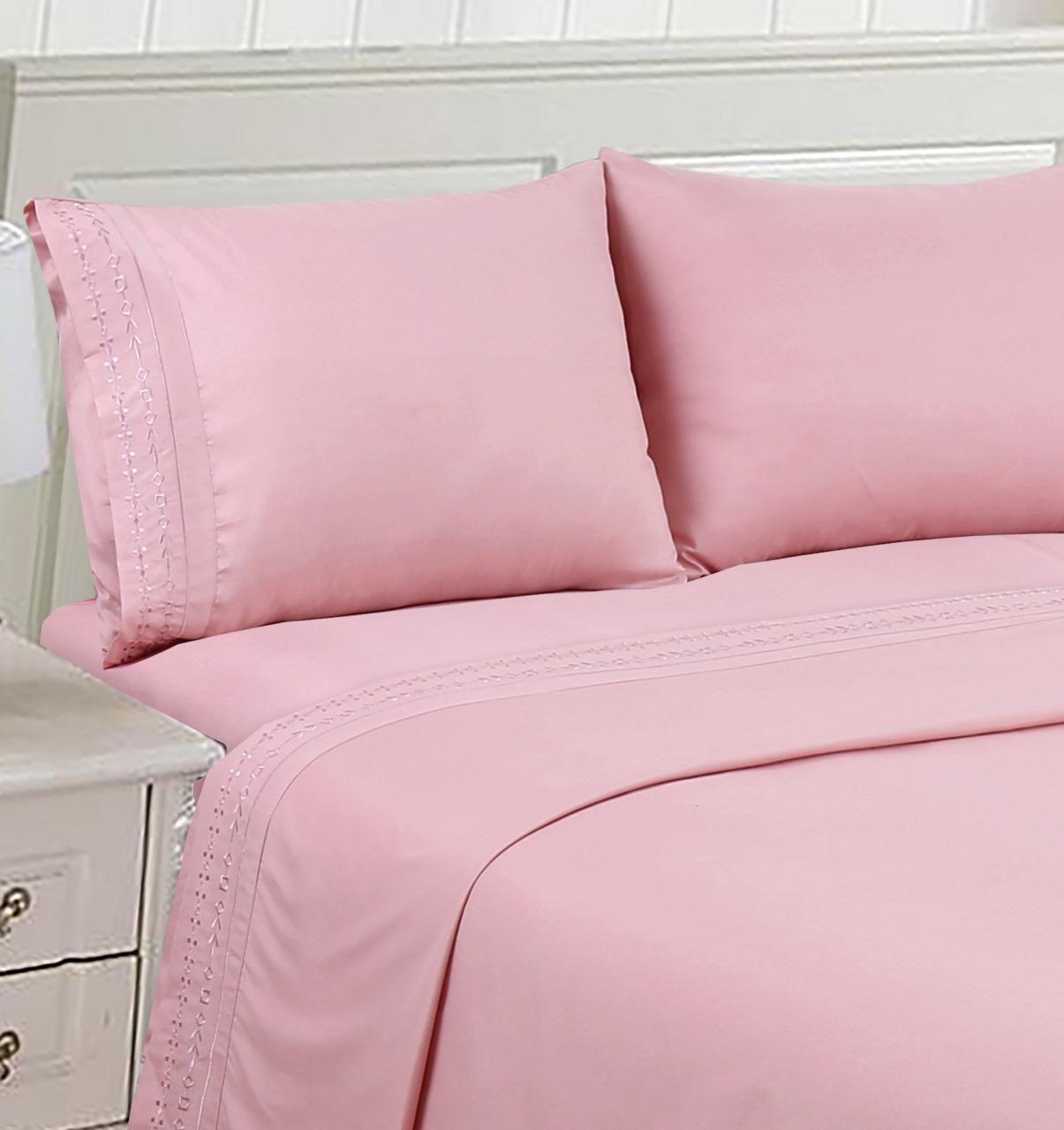 Sabana King  Bordada 200 Hilos color a elección -0