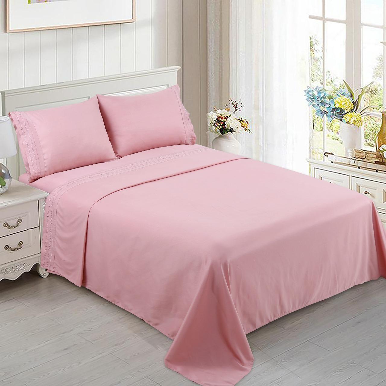 Sabana King  Bordada 200 Hilos color a elección -1