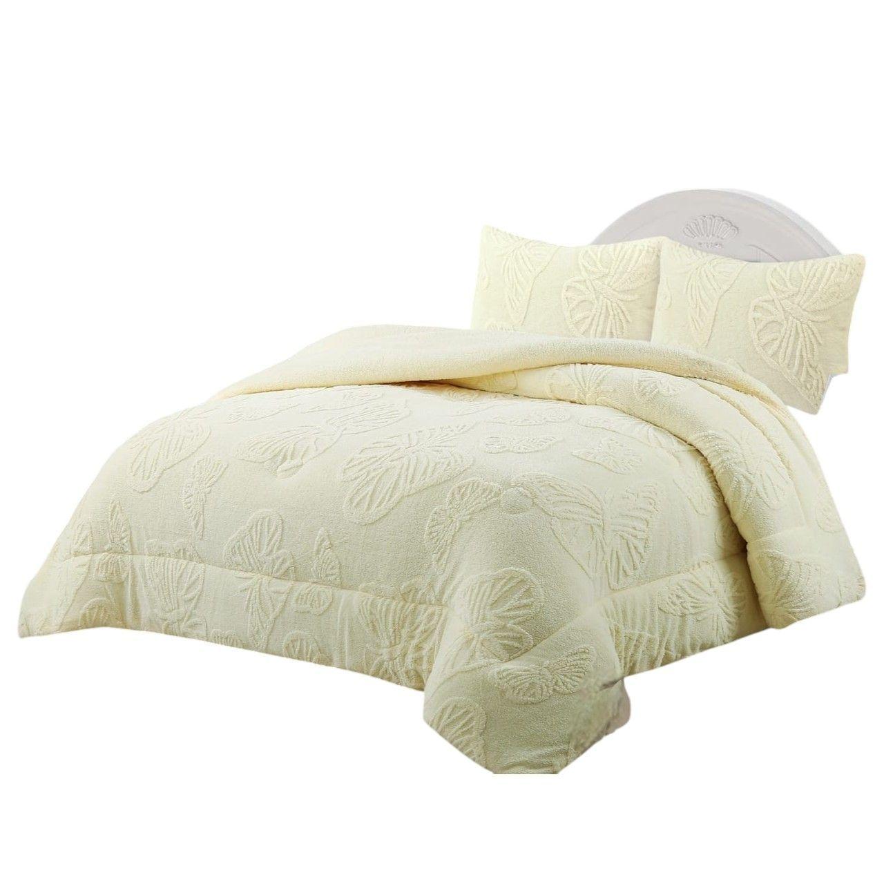 cubrecamas colores lisos con diseños de mariposas 2 plazas 230*250cm-0