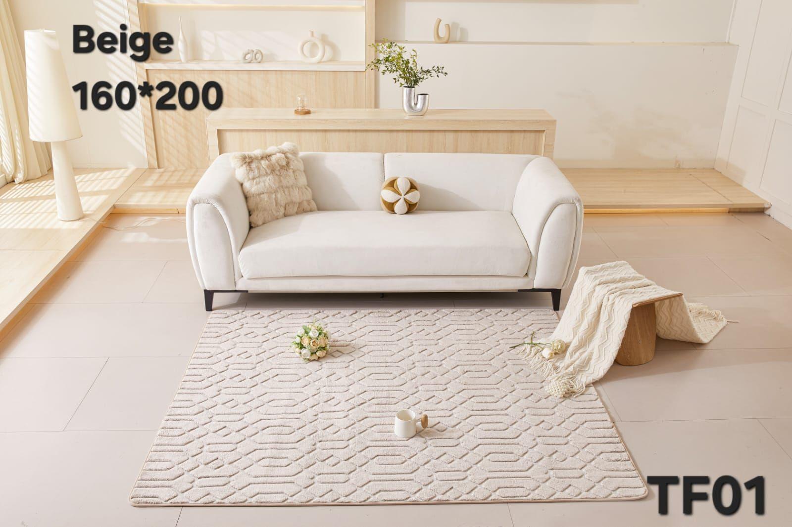 ALFOMBRA JACQUARD DE ALGODON 160X200CM BEIGE TF01-1
