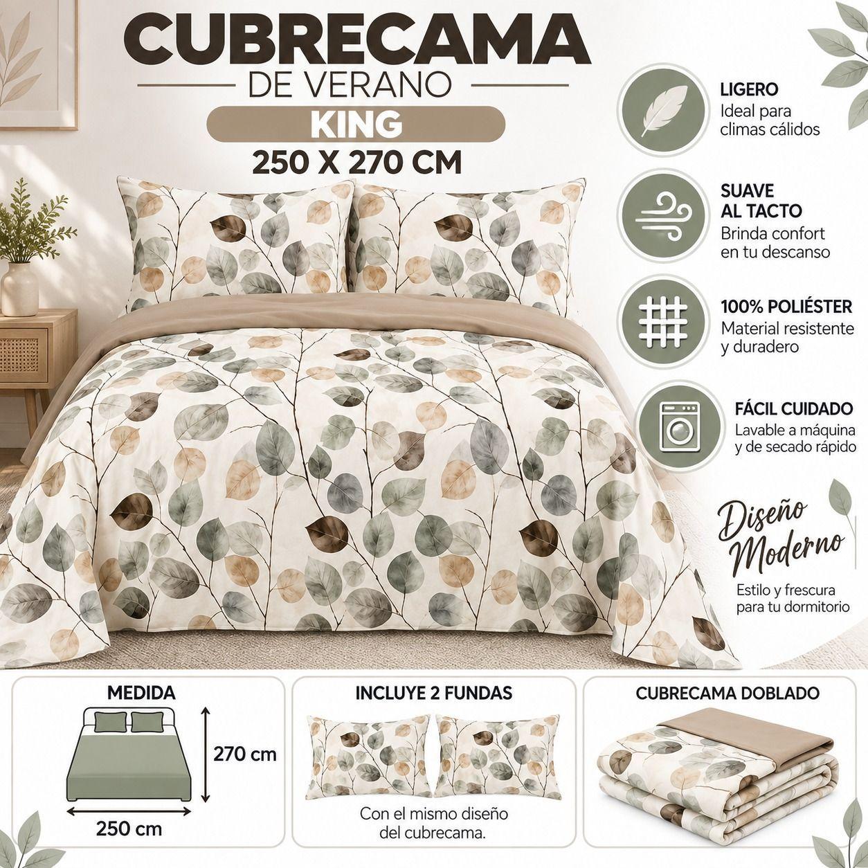 Cubrecama de Verano King 250x270 cm 2 Fundas Dise o Elegante-2