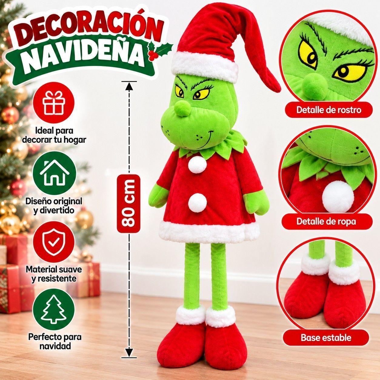 Muñeco Navideño Grinch Patas Largas Decorativo 80cm-2
