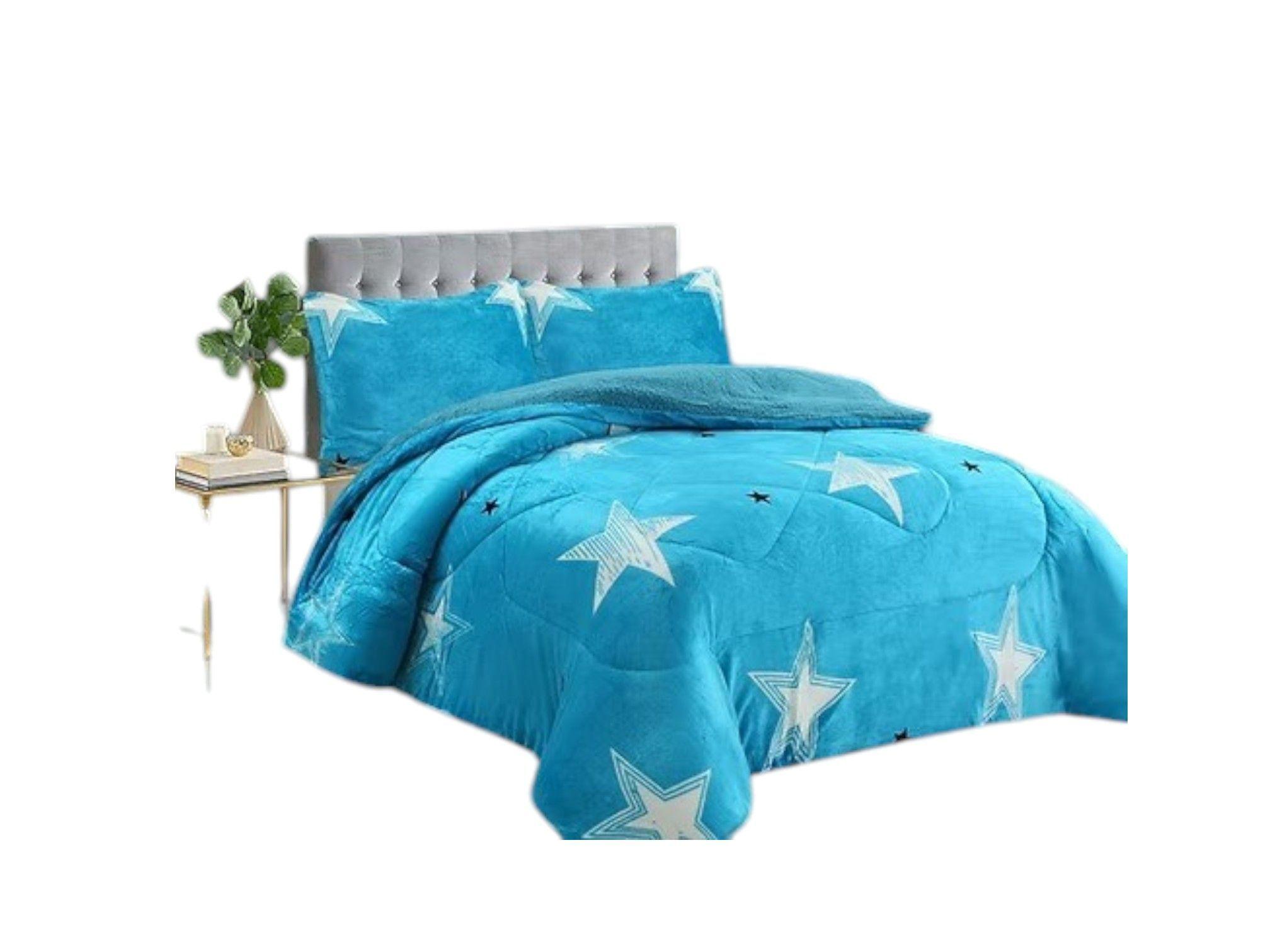 Cubrecama plush con chiporro 1.5 plazas con diseño acolchado -0