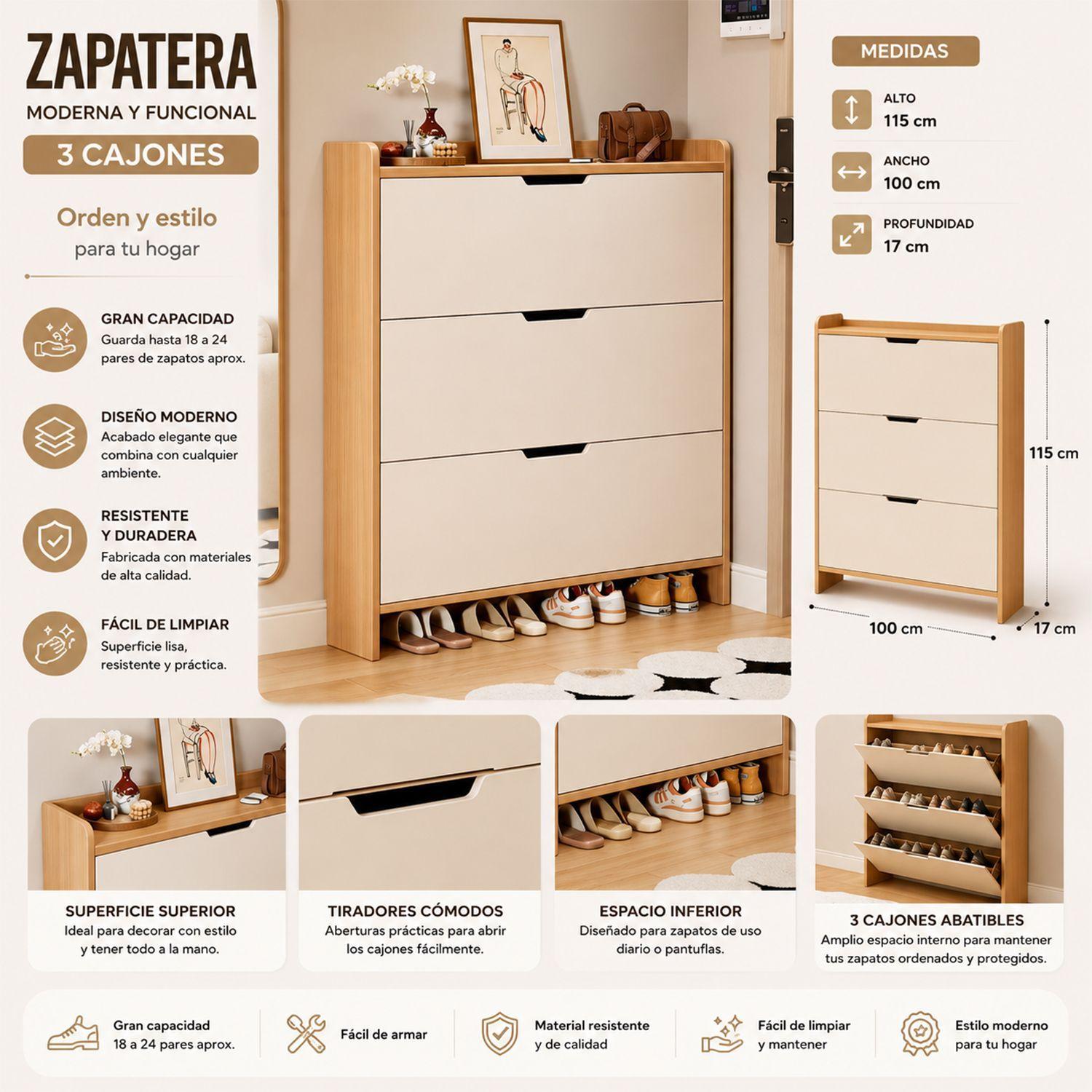 Zapatero Organizador Estante Armario 115Altox100x17cm 02-1