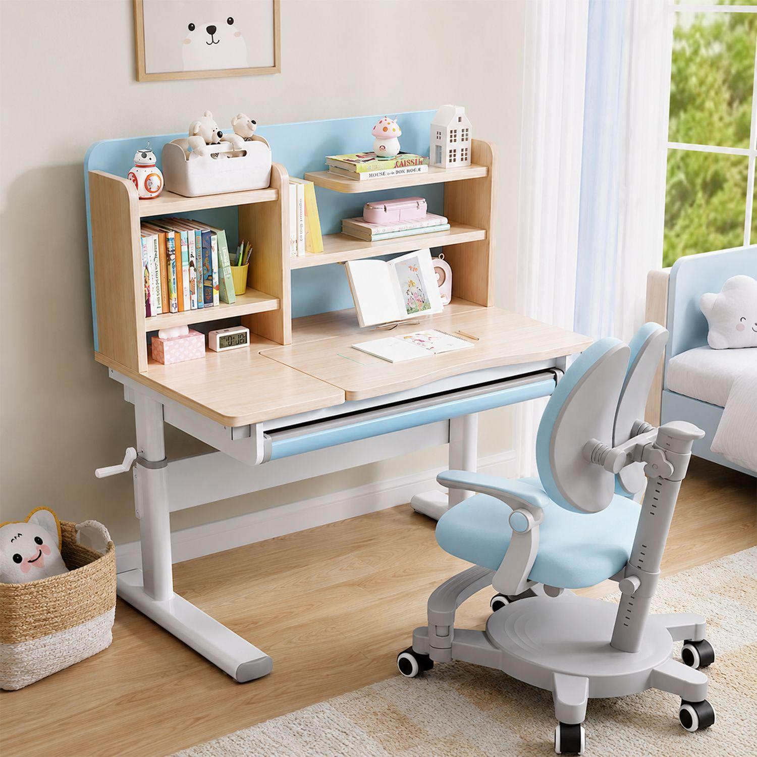 Escritorio infantil ergonómico altura ajustable + tablero inclinable +Silla-4