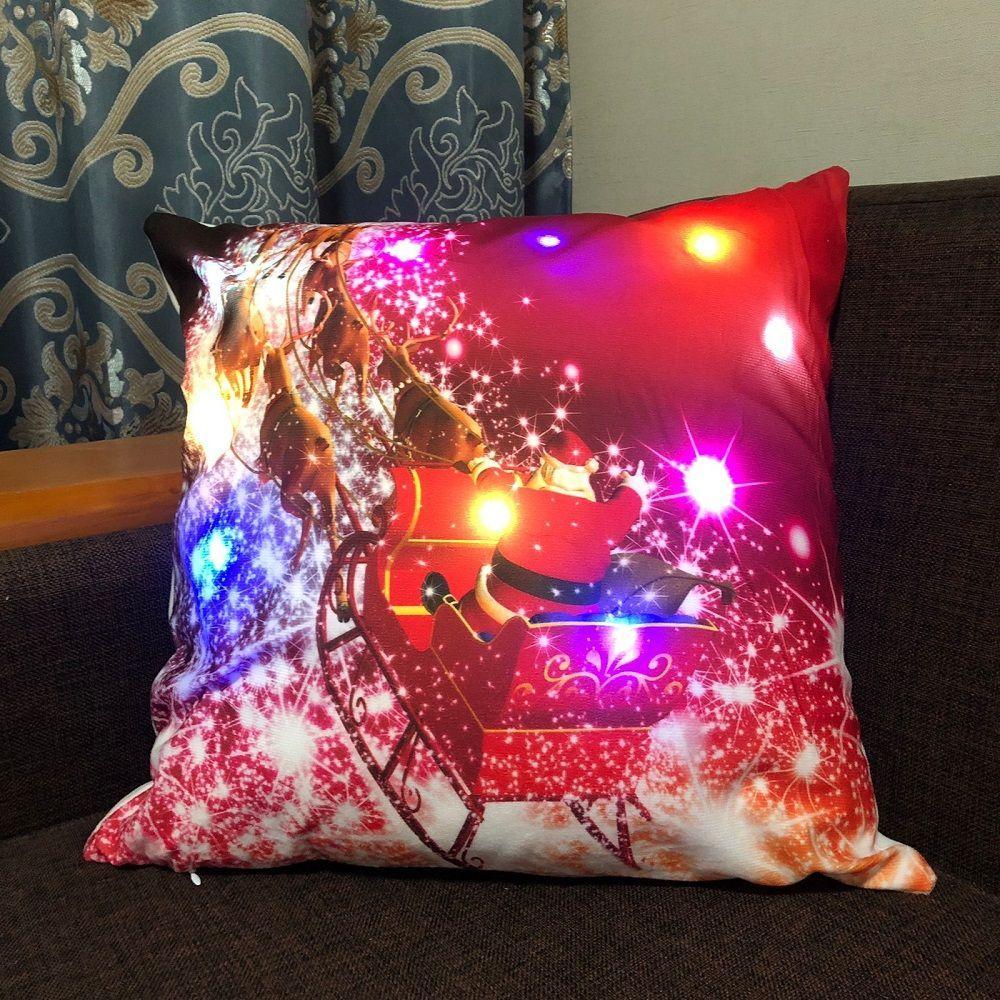 Fundas de Cojines Navideños con Luces-0