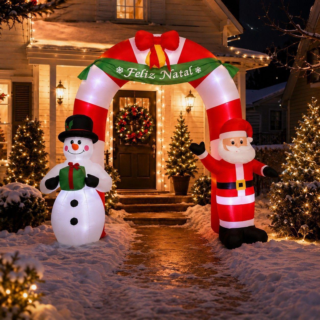 Arco inflable de Papa Noel y Muneco de Nieve 240 cm-2