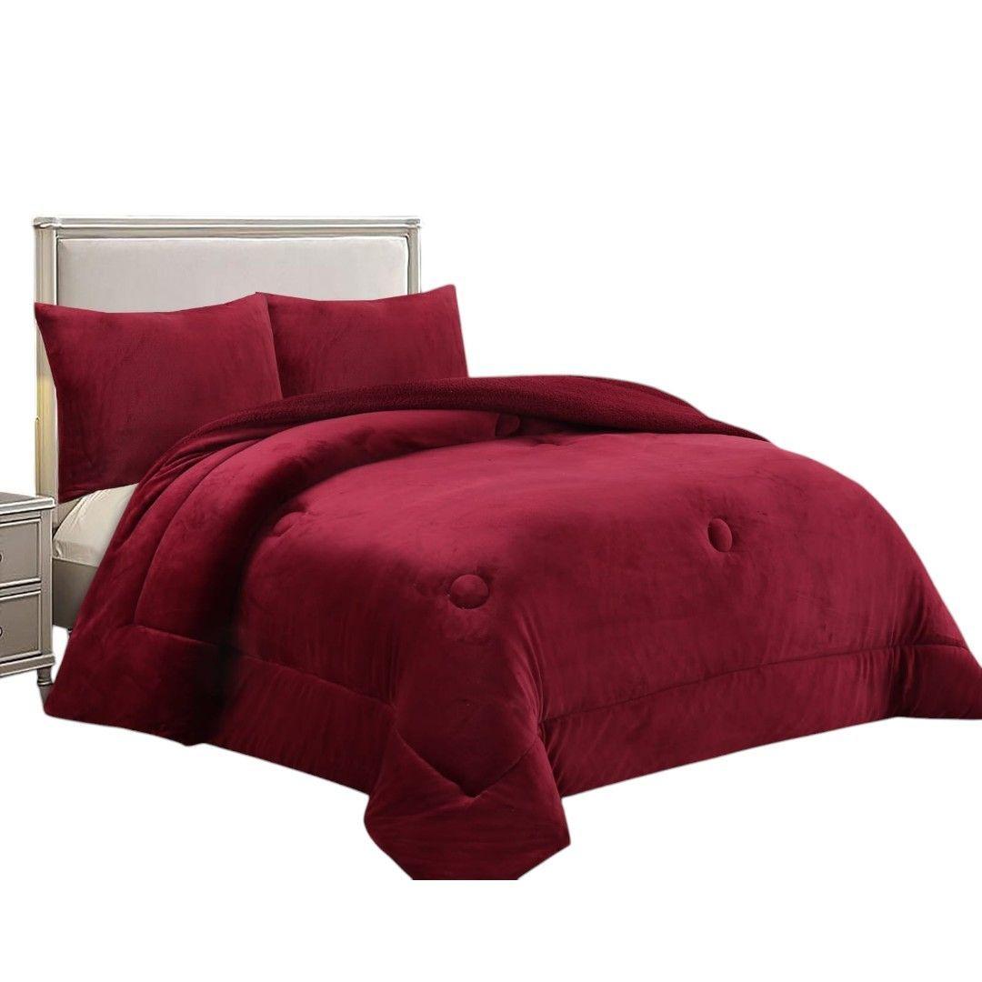 COBERTOR DE INVIERNO PLUSH LISO TAMAÑO KING ROJO-0