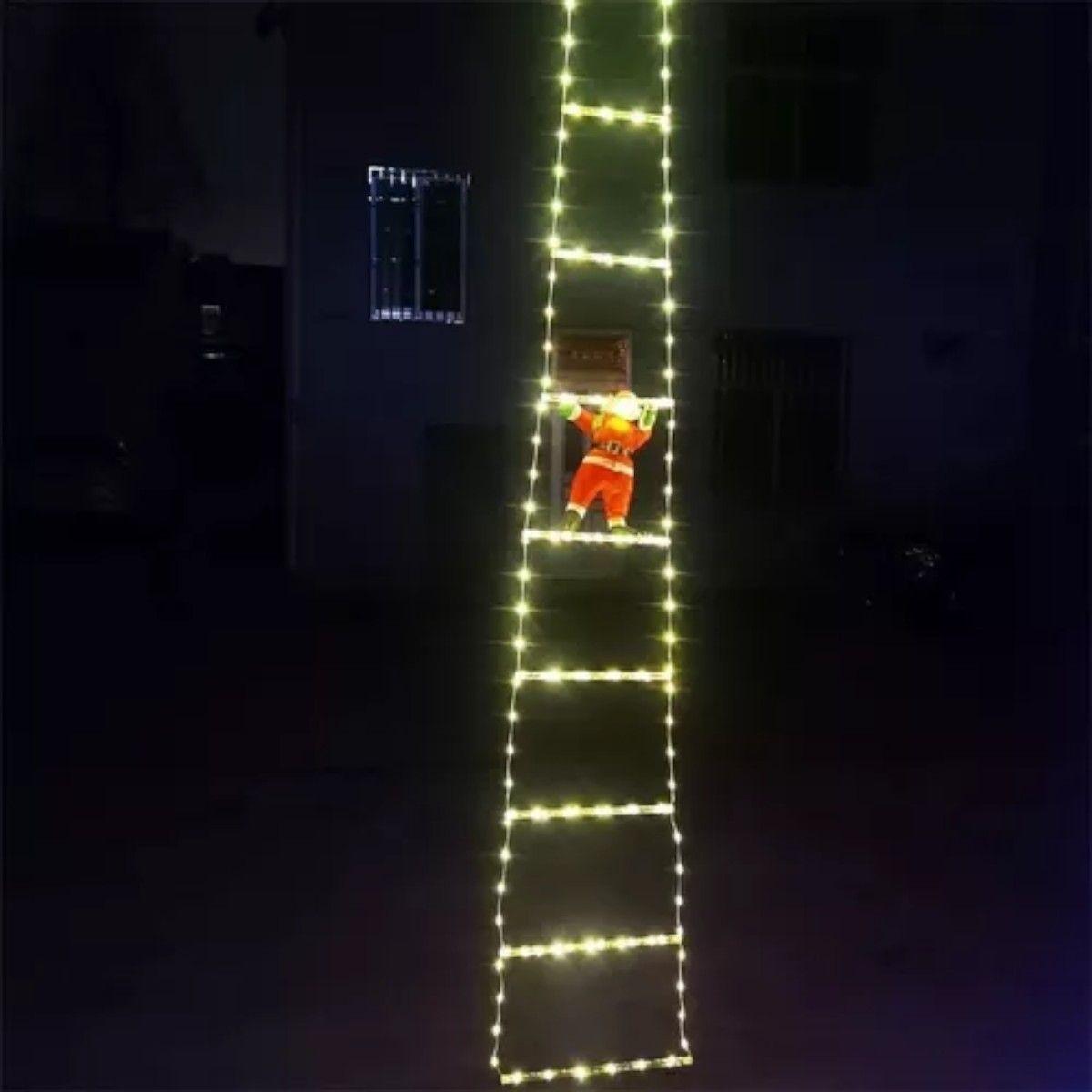 Cadena De Luces Multicolor Led De Papa Noel Escaleras	-1