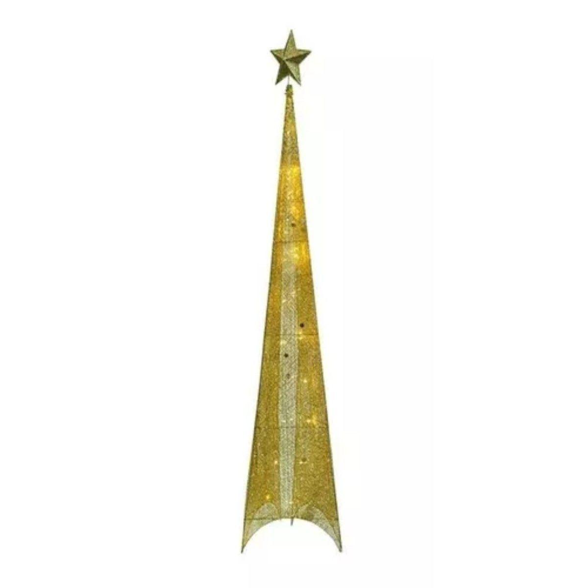 Árbol navidad pirámide 120cm con luces led y estrella -0