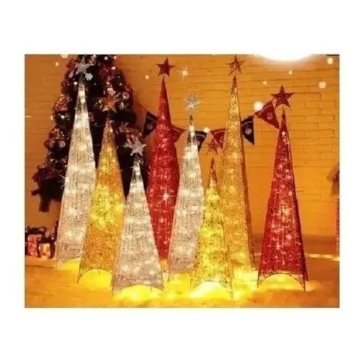 Árbol navidad pirámide 120cm con luces led y estrella -1