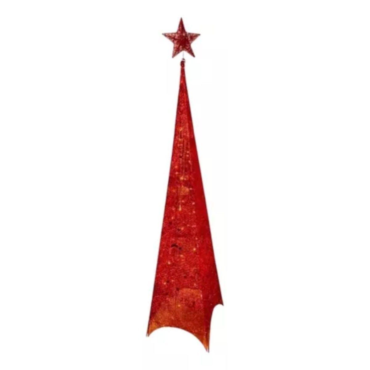 Árbol navidad pirámide 120cm con luces led y estrella -0