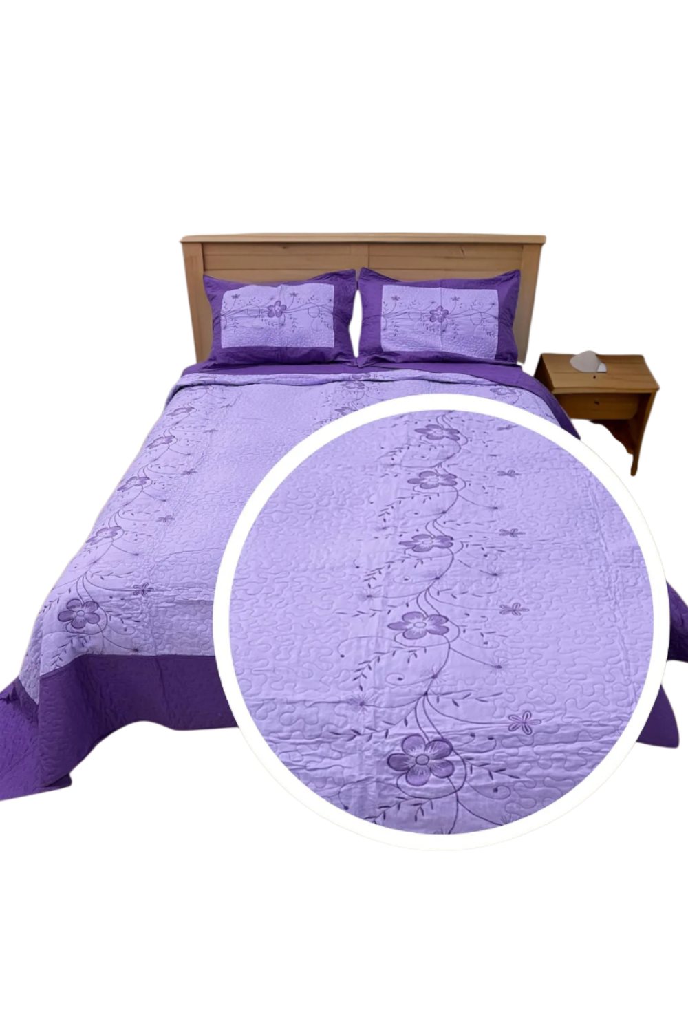 Cubrecama Quilt Verano Flores Bordadas King MORADO-0