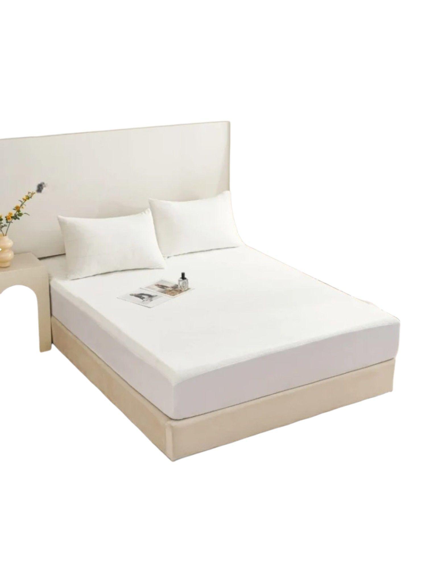 CUBRECOCLCHON PLUSH IMPERMEABLE 2 PLAZAS COLOR BLANCO-0