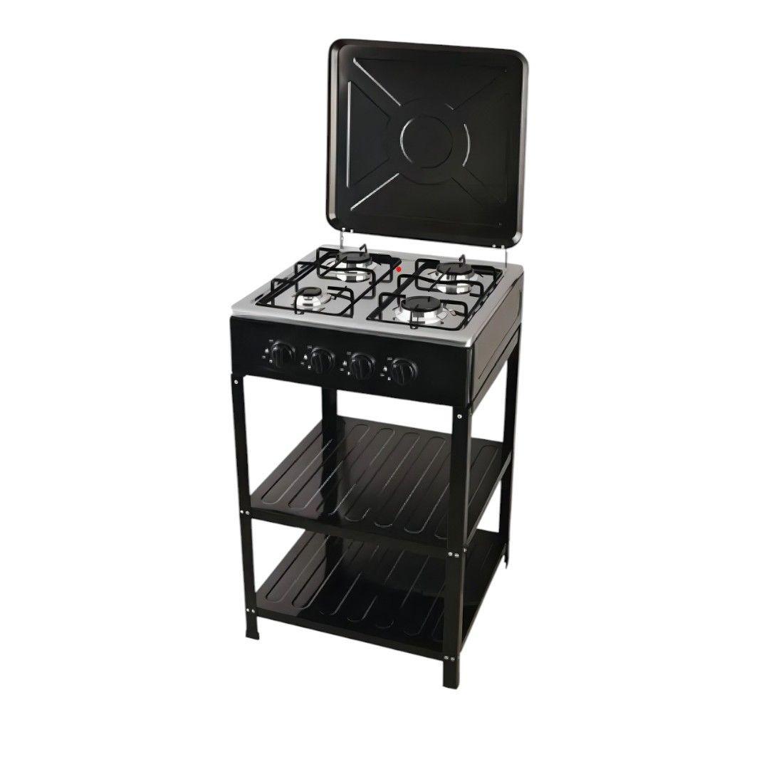 Cocina Encimera A Gas 4 Quemadores Con Repisas Color Negro-2