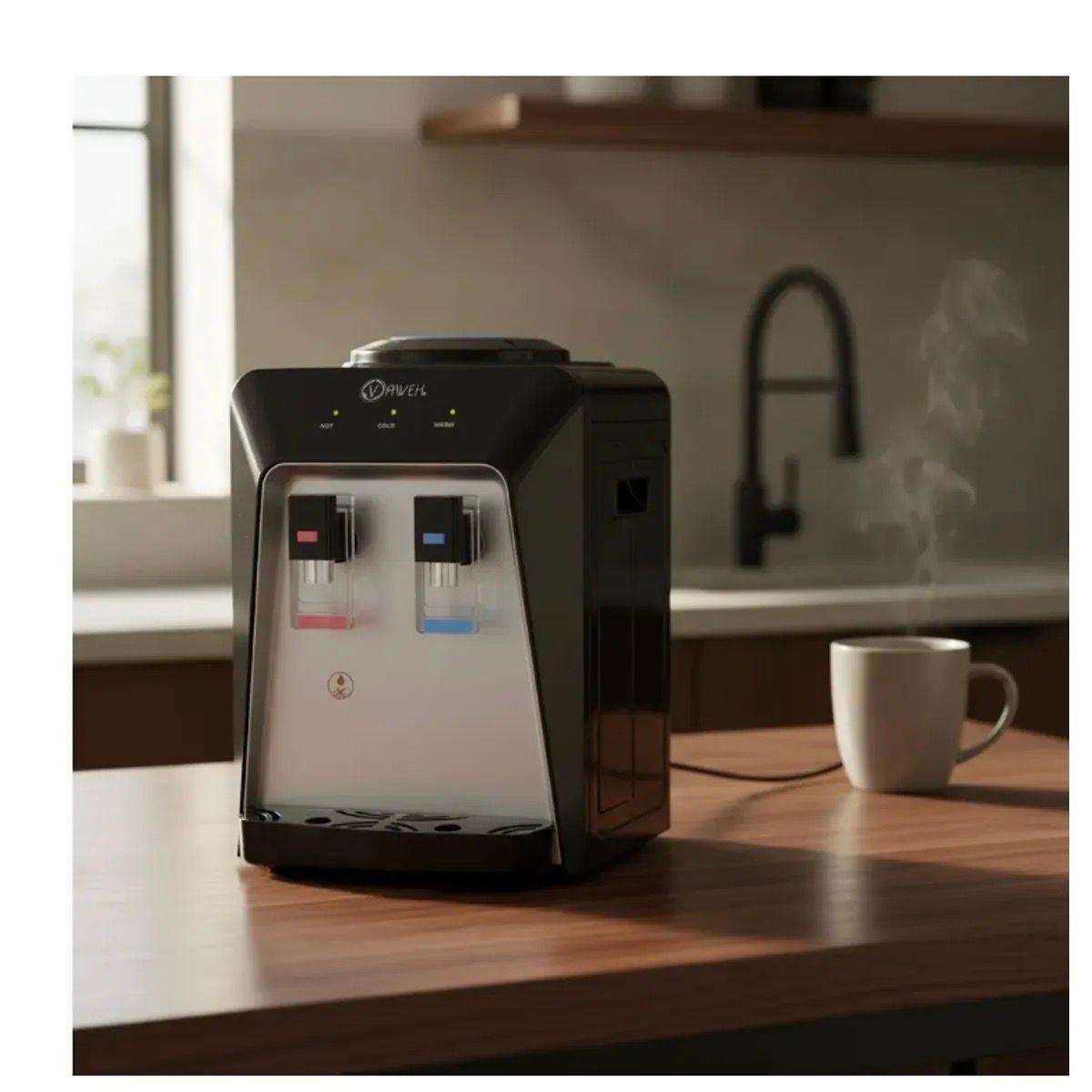 Dispensador de Agua Sobremesa Fr a y Caliente negro plata-2