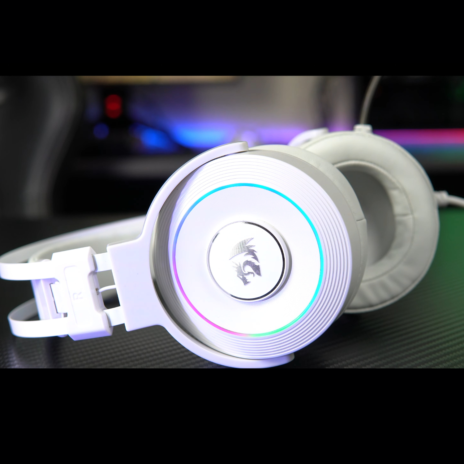 Audifono Gamer Redragon Lamia H320 RGB USB Blanco con Soporte-2