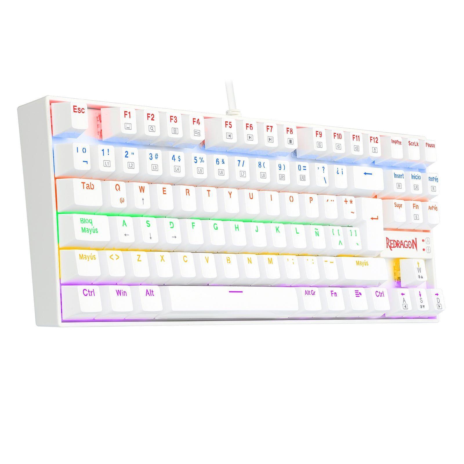 Teclado Mecánico Redragon K552W-KR-SP Kumara Rainbow - Blanco-2