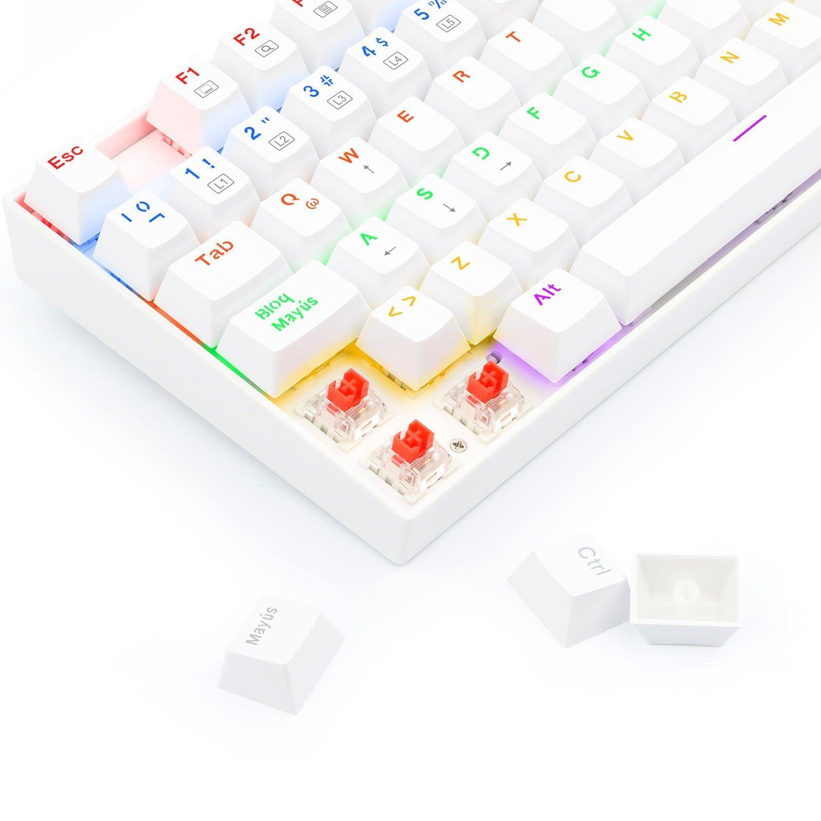 Teclado Mecánico Redragon K552W-KR-SP Kumara Rainbow - Blanco-6