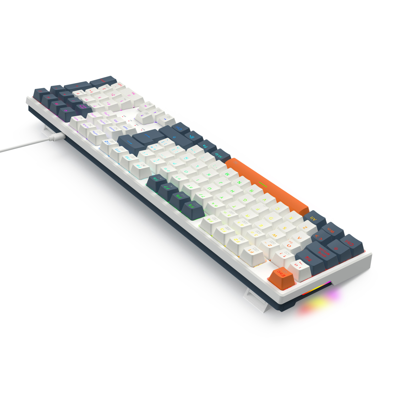 Teclado Gamer Redragon Trundle K668WBO RGB Switch Red Español Blanco-3