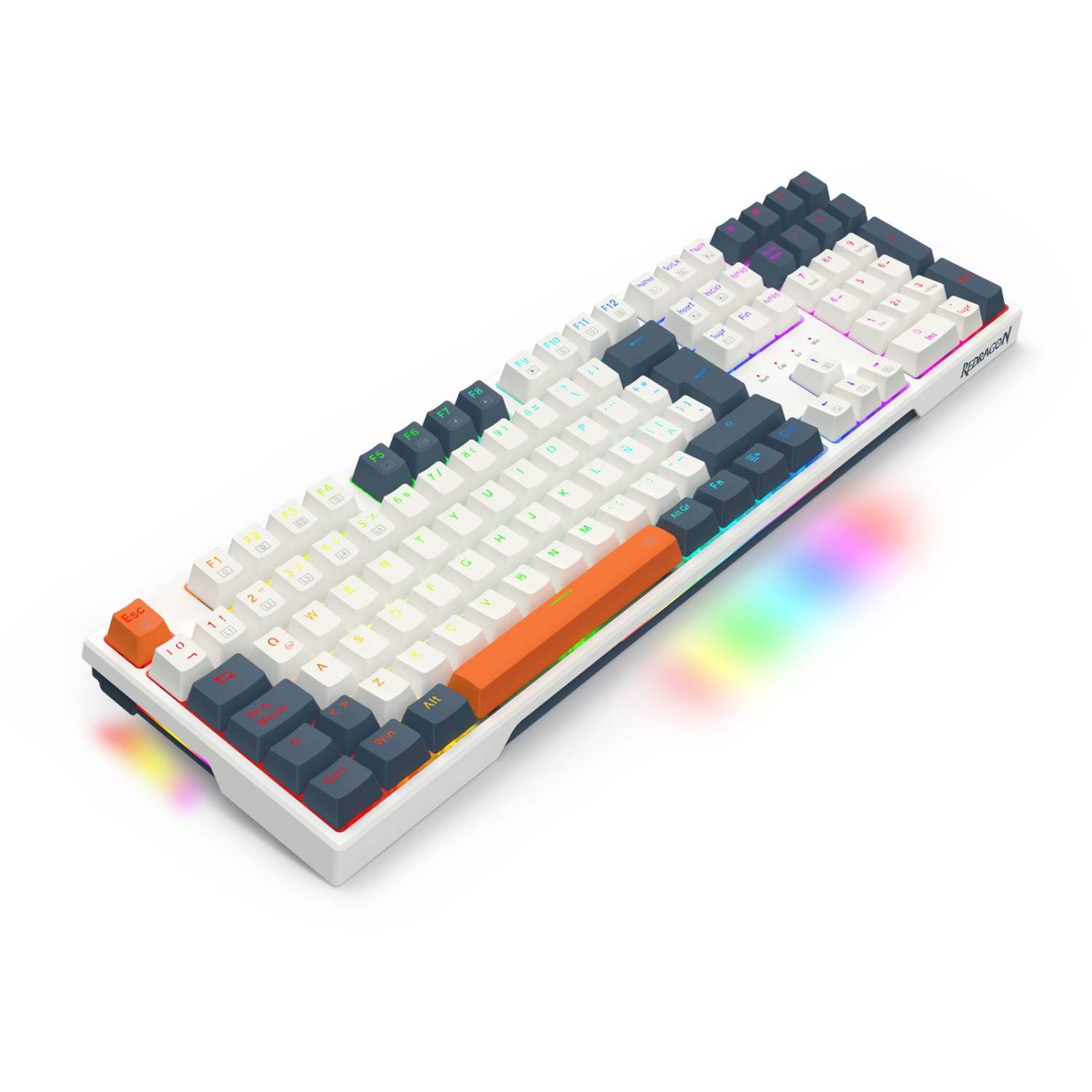 Teclado Gamer Redragon Trundle K668WBO RGB Switch Red Español Blanco-4