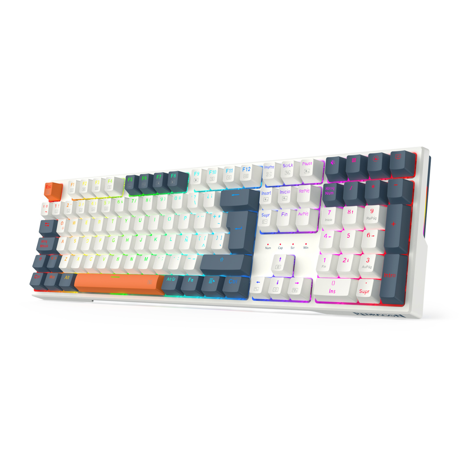 Teclado Gamer Redragon Trundle K668WBO RGB Switch Red Español Blanco-5
