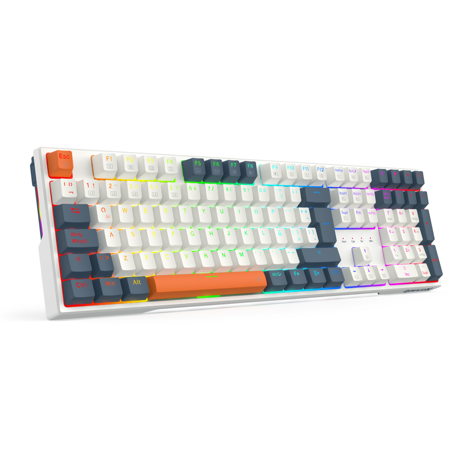 Teclado Gamer Redragon Trundle K668WBO RGB Switch Red Español Blanco-7