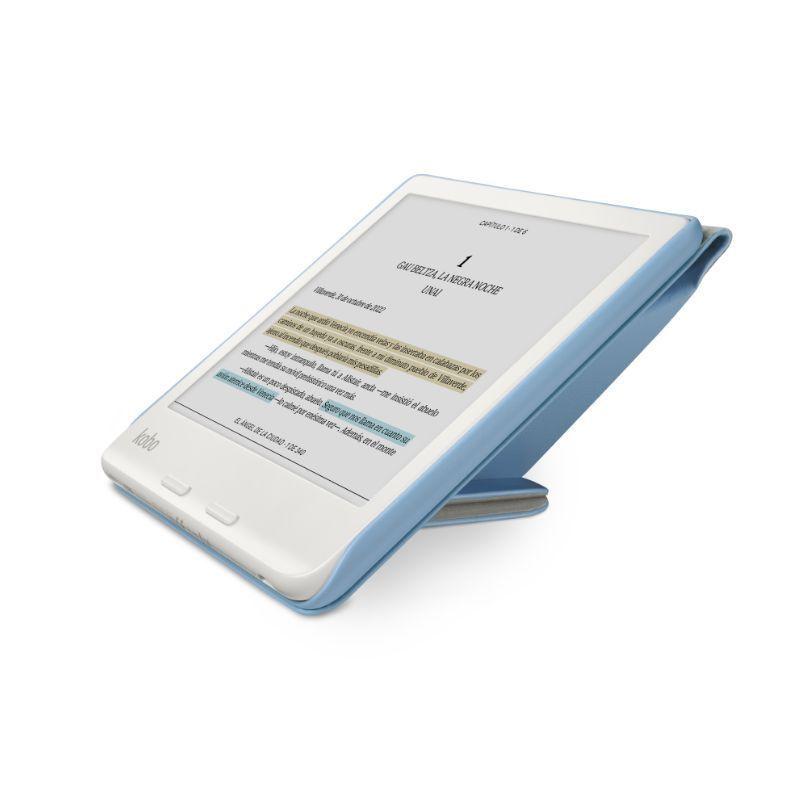 Lector e reader Kobo Libra Colour Blanco con Funda SleepCover Azul-5
