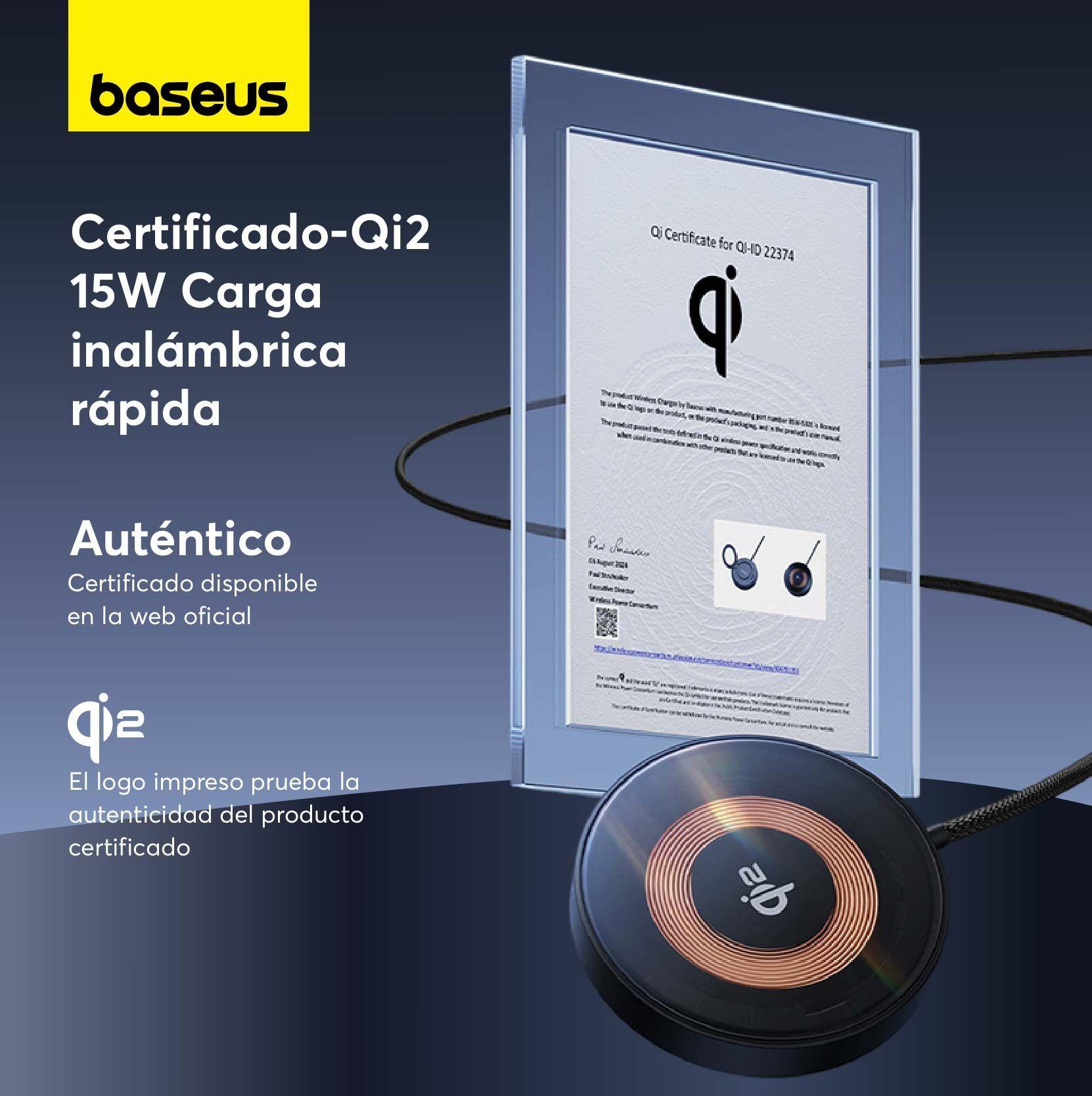 Cargador inalámbrico Qi2 Baseus Mini4 Universal Explorer 15W-4