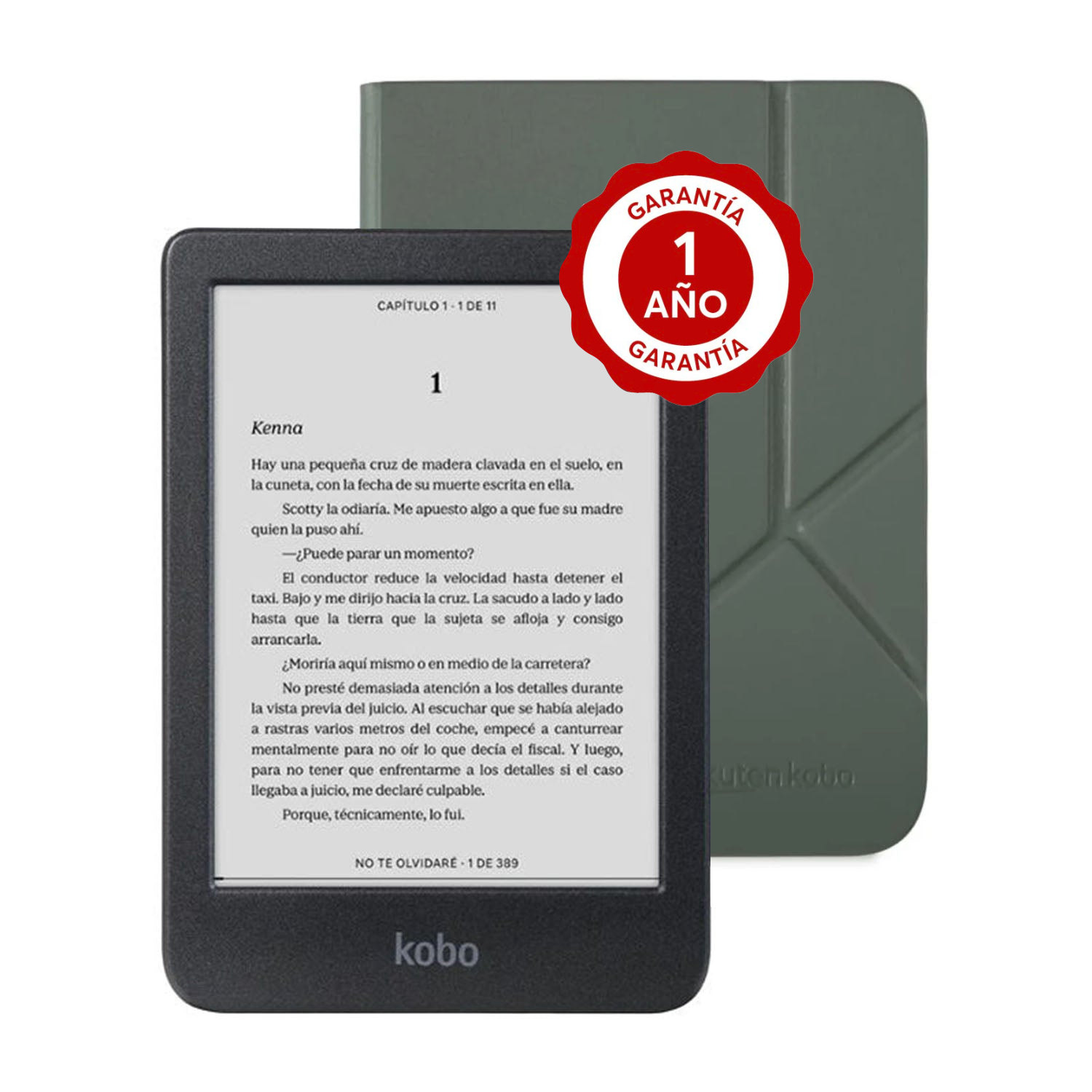 Lector e reader Kobo Clara BW Negro con Funda SleepCover Verde-0
