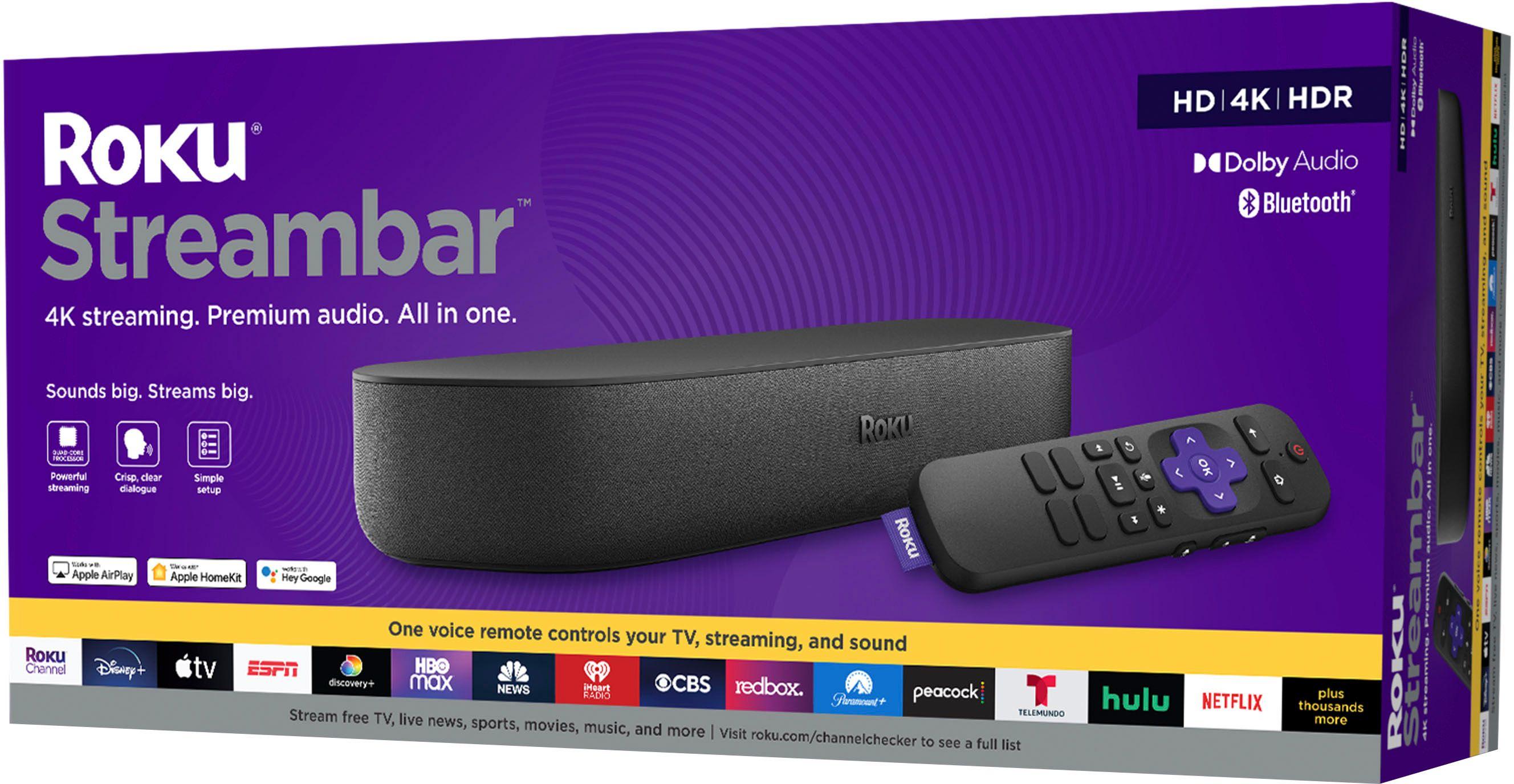 Roku Streambar 9102 de voz 4K negro-1