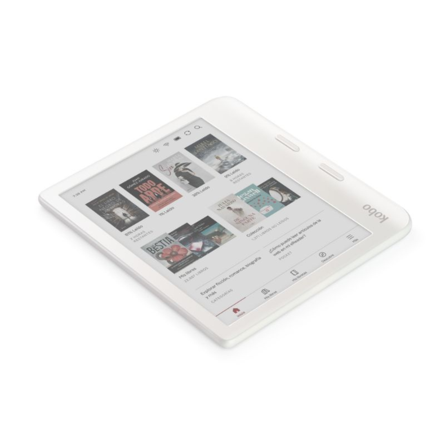 Lector e Reader Kobo Libra Colour Blanco con Funda SleepCover Beige-4