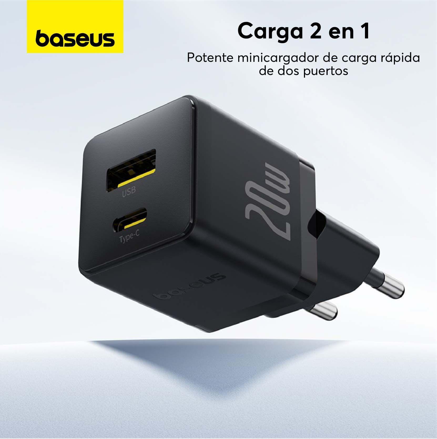 Cargador Rápido Baseus Palm Cluster USB y Tipo C 20W Negro-2