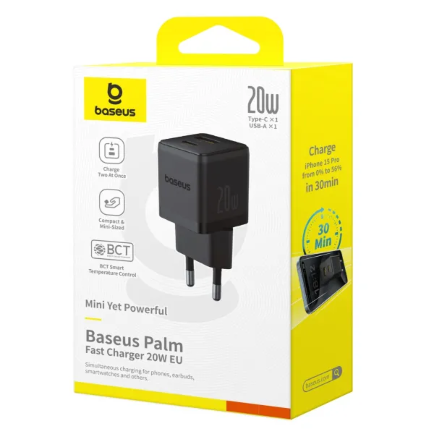 Cargador Rápido Baseus Palm Cluster USB y Tipo C 20W Negro-7