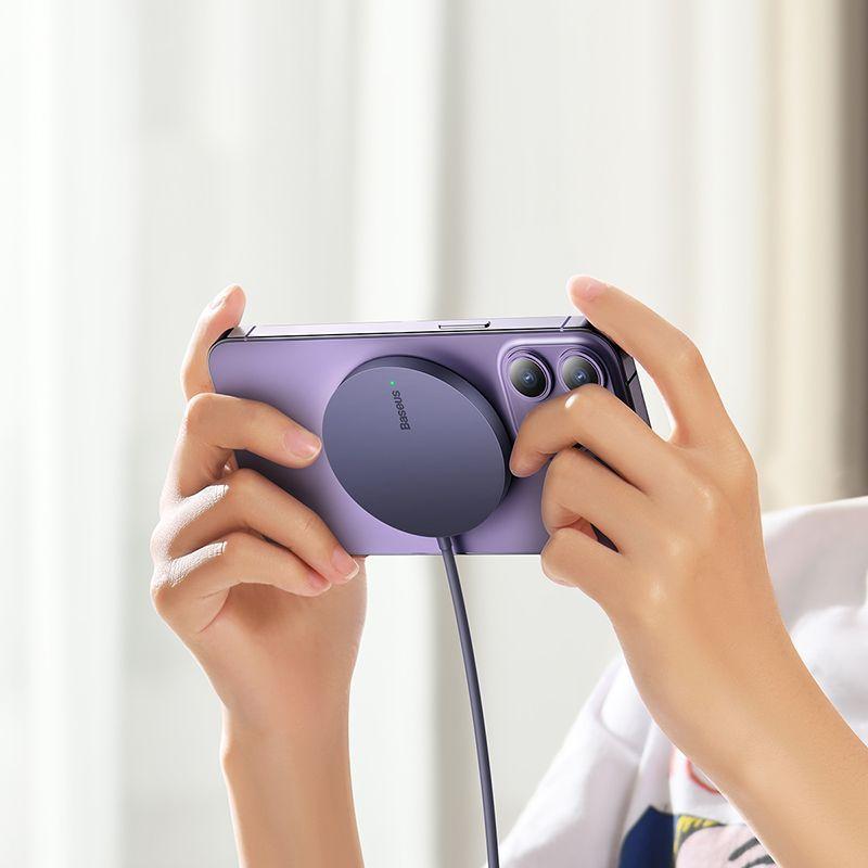 Cargador Inalámbrico Baseus Simple Mini3 con MagSafe - 15W - Púrpura-3