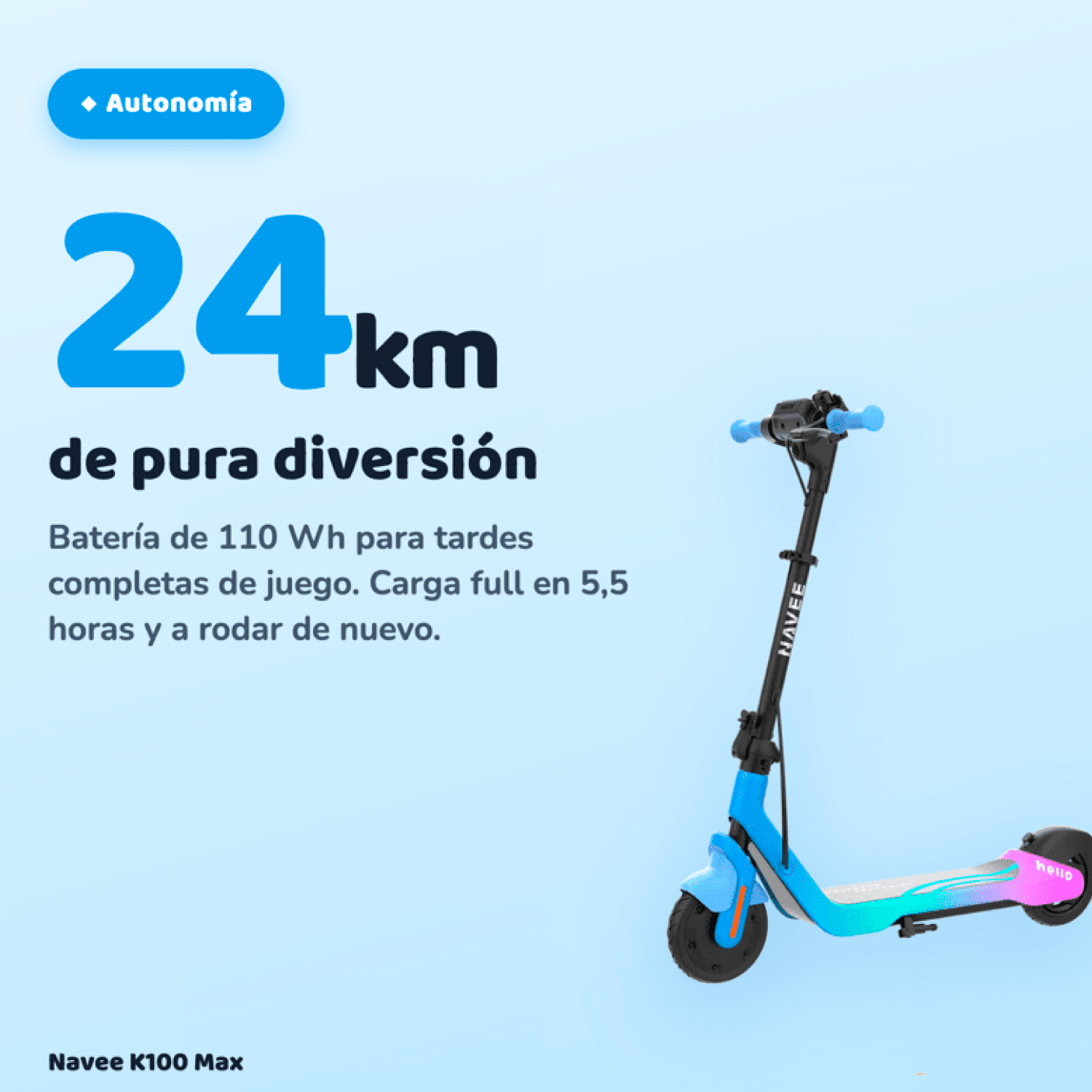 Scooter Eléctrico Infantil K100 Max Luces RGB Control Parental 6 a 14 años-3