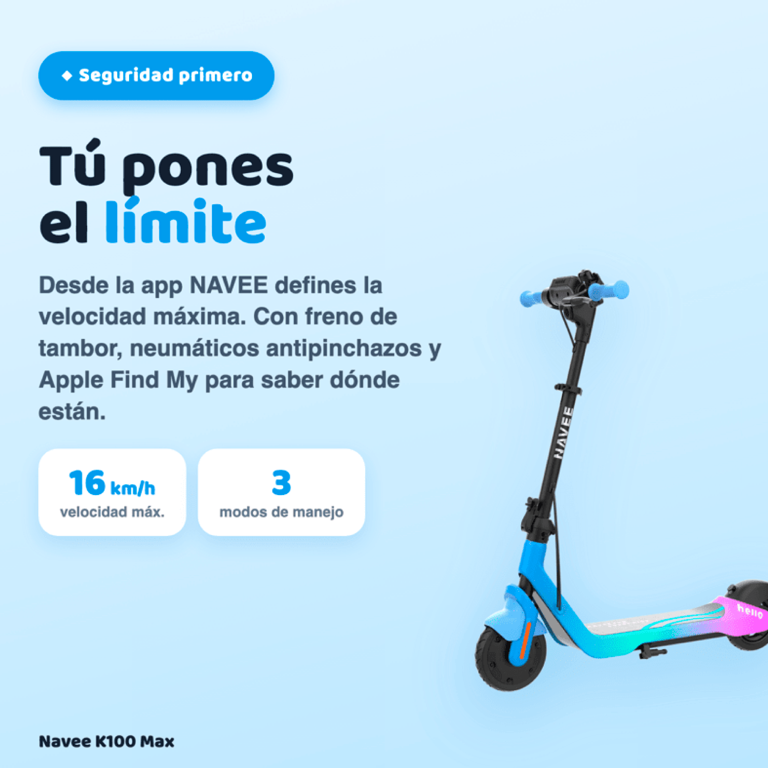 Scooter Eléctrico Infantil K100 Max Luces RGB Control Parental 6 a 14 años-4