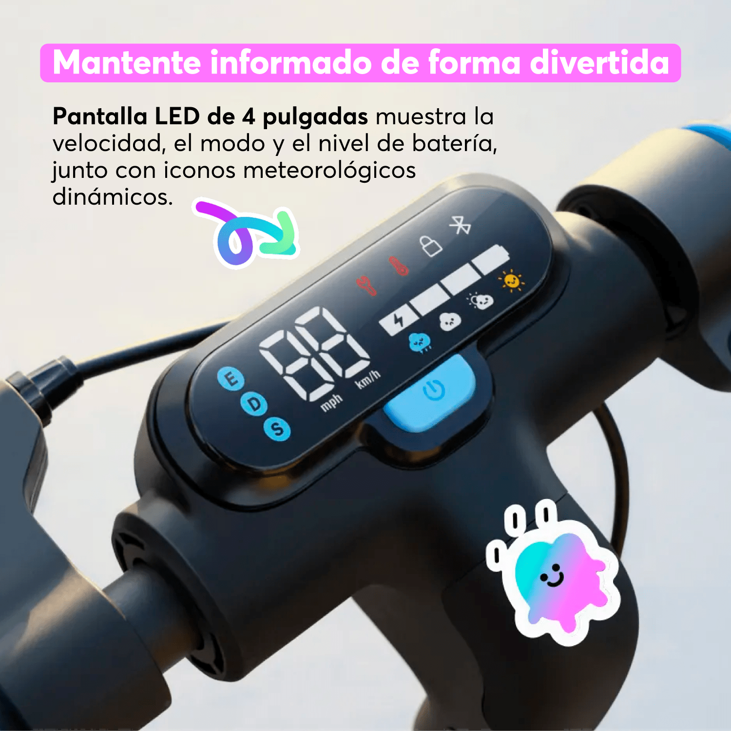 Scooter Eléctrico Infantil K100 Max Luces RGB Control Parental 6 a 14 años-5