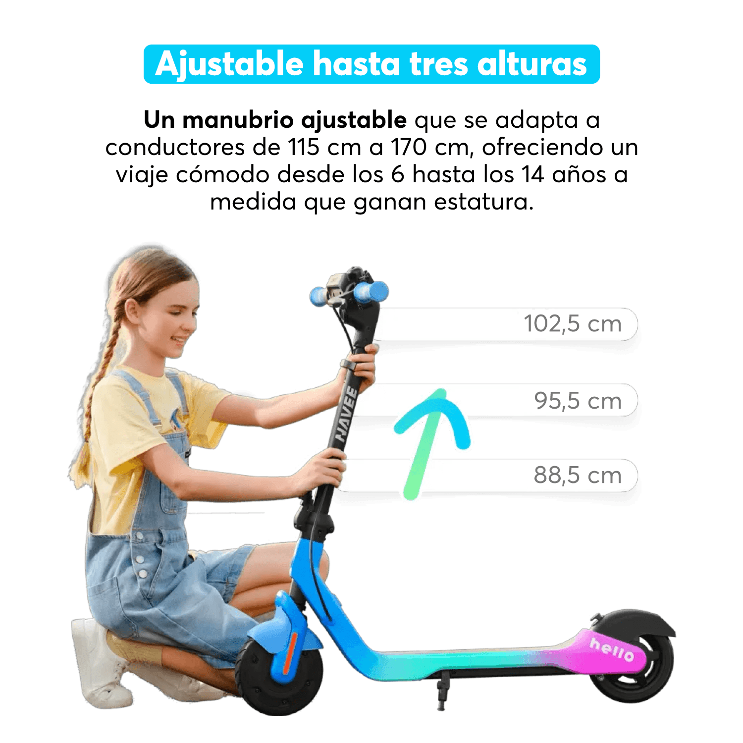 Scooter Eléctrico Infantil K100 Max Luces RGB Control Parental 6 a 14 años-6