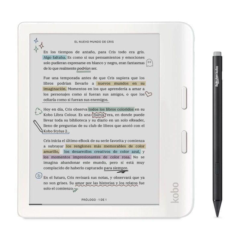 Lector E Reader Kobo Libra Colour Blanco con Lápiz Stylus 2-0