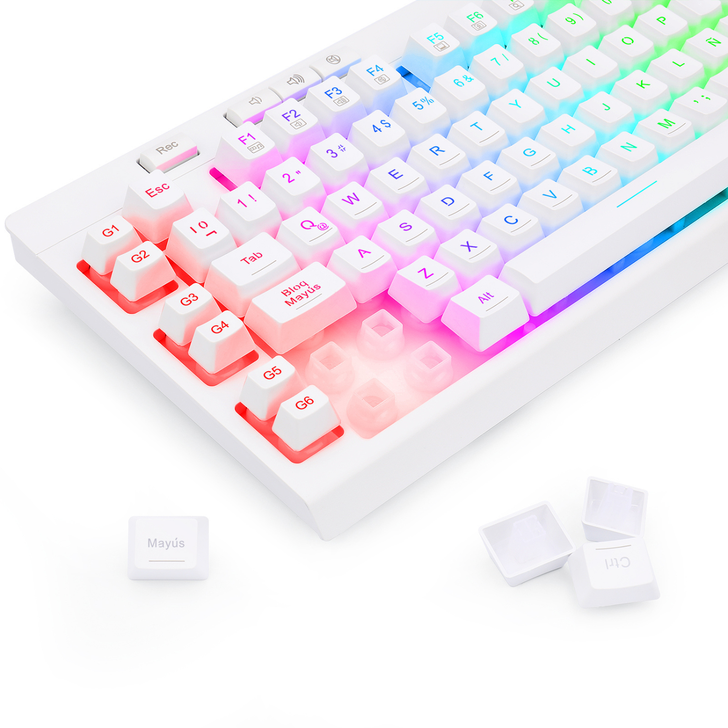 Teclado Gamer Redragon Shiva 512 RGB Español Blanco-4
