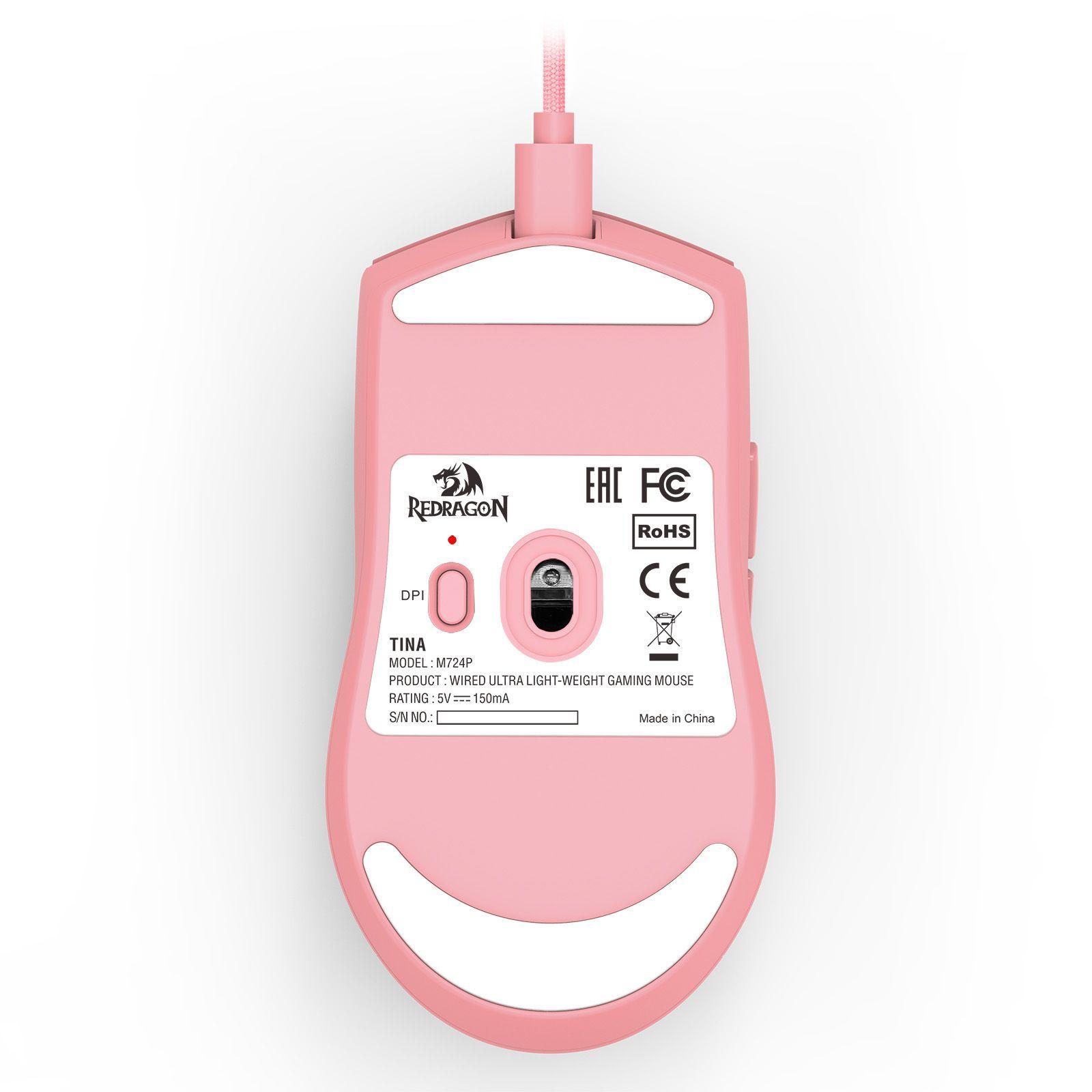 Mouse Gamer Redragon King M724P - Rosado-7