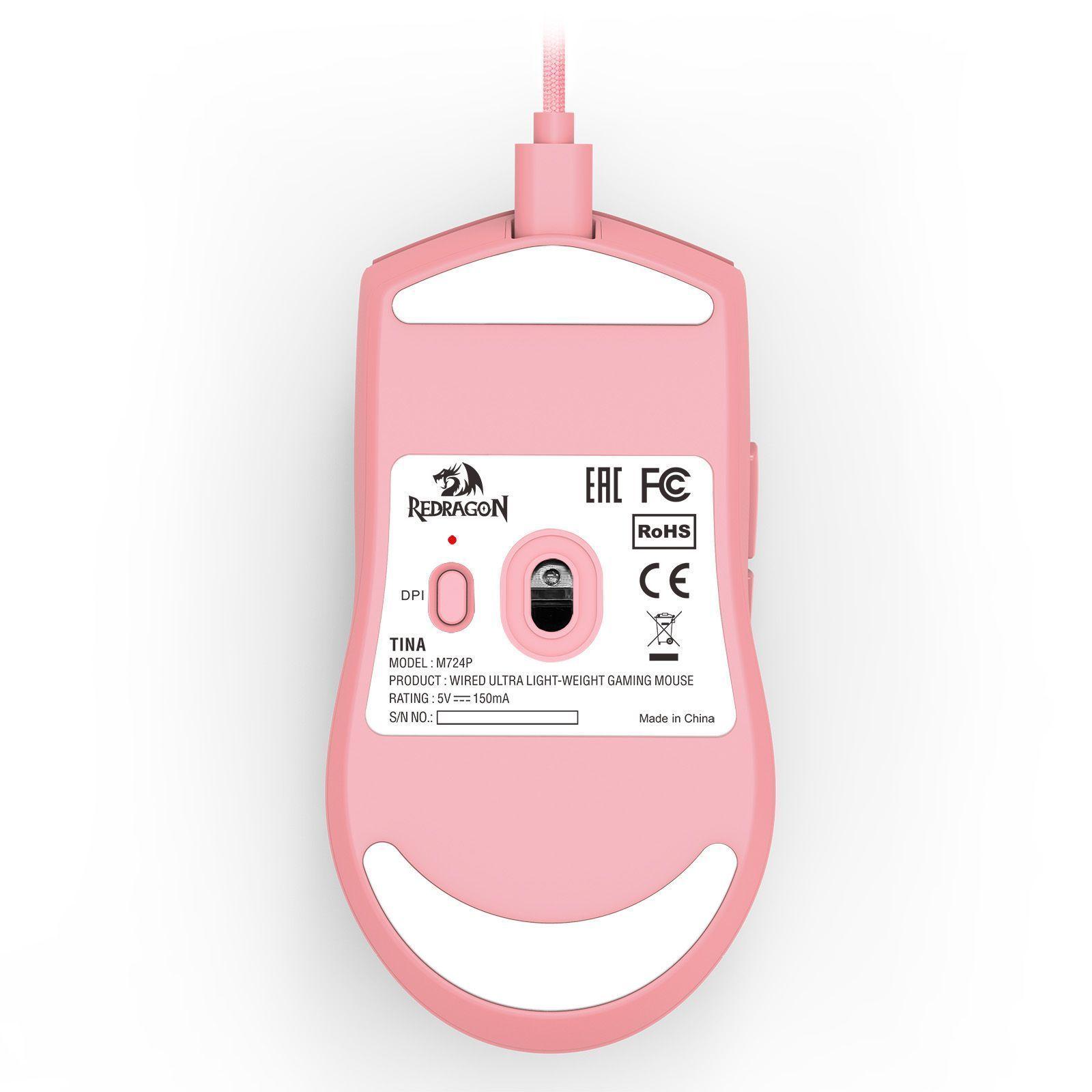 Mouse Gamer Redragon King M724P - Rosado-6