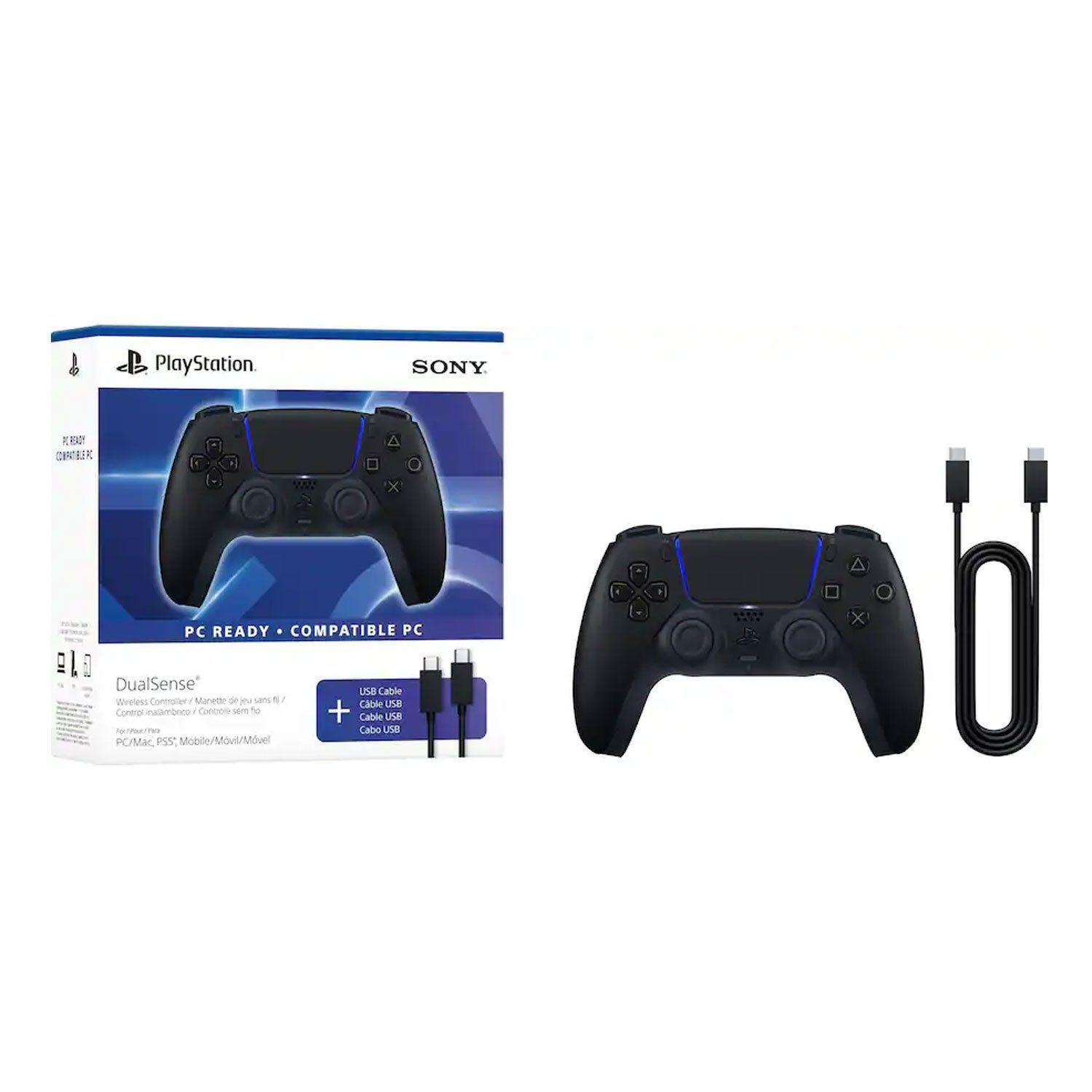 Control inalámbrico PS5 DualSense Midnight Negro + Cable USB para PC-1