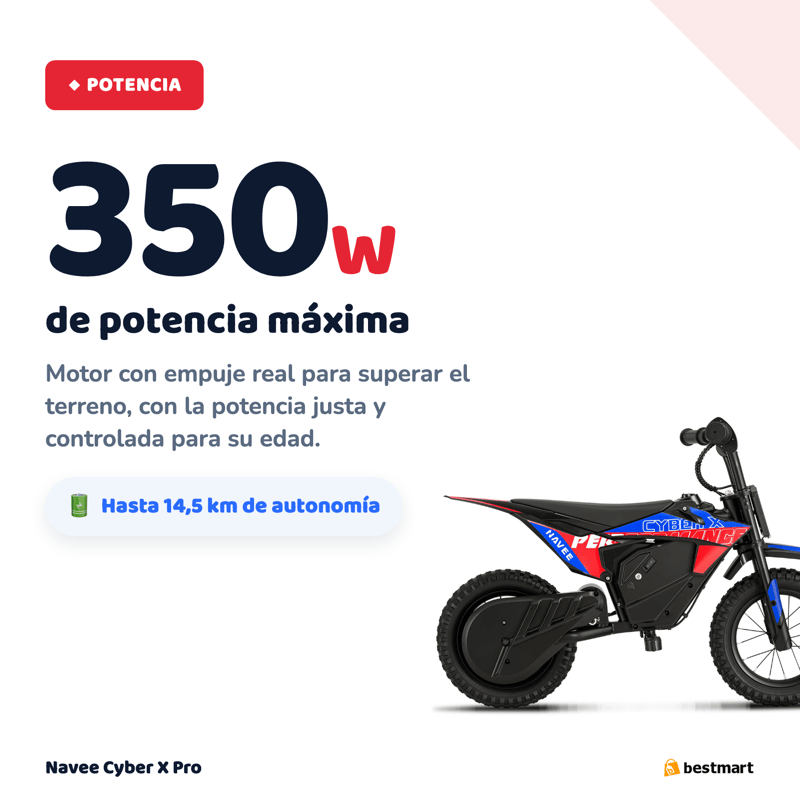 Moto Eléctrica Infantil Cyber X Pro 8 a 11 Años Máx 25km/h Suspensión Trasera-6